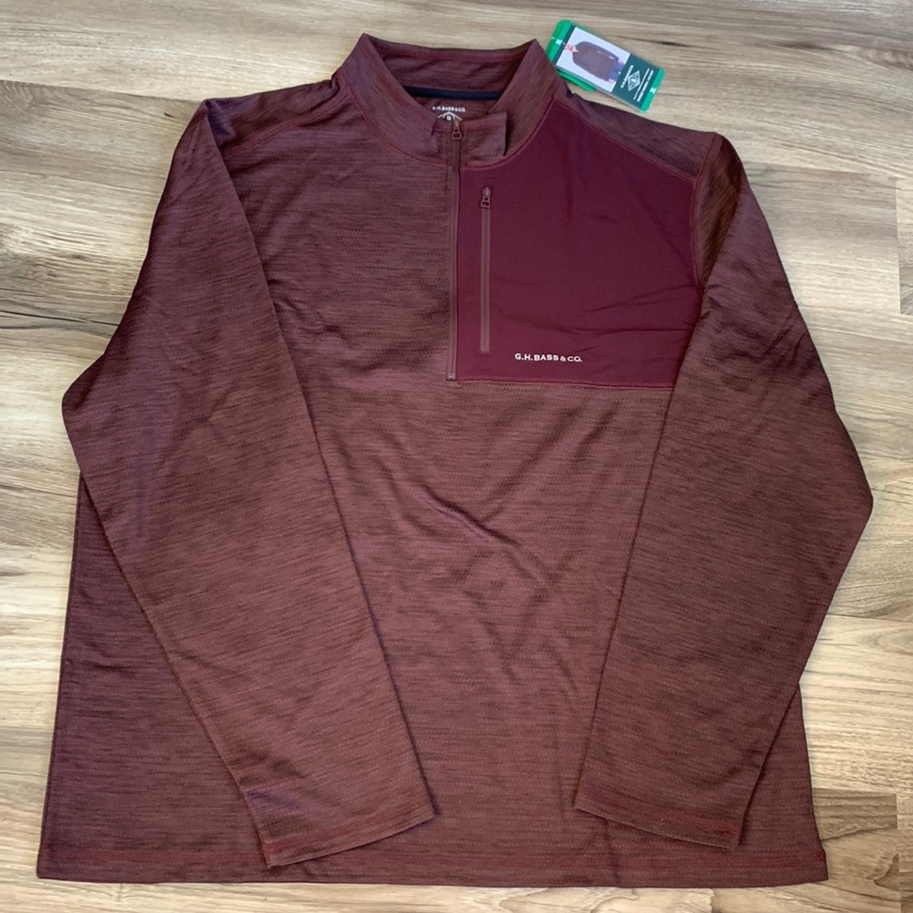 GH Bass & Co Men ¼ Zip Pullover XL 🆕  Item 1270482 Red GHBass Casual Outerwear